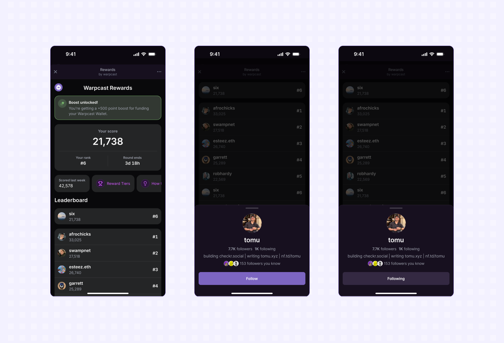 viewing a profile from an app